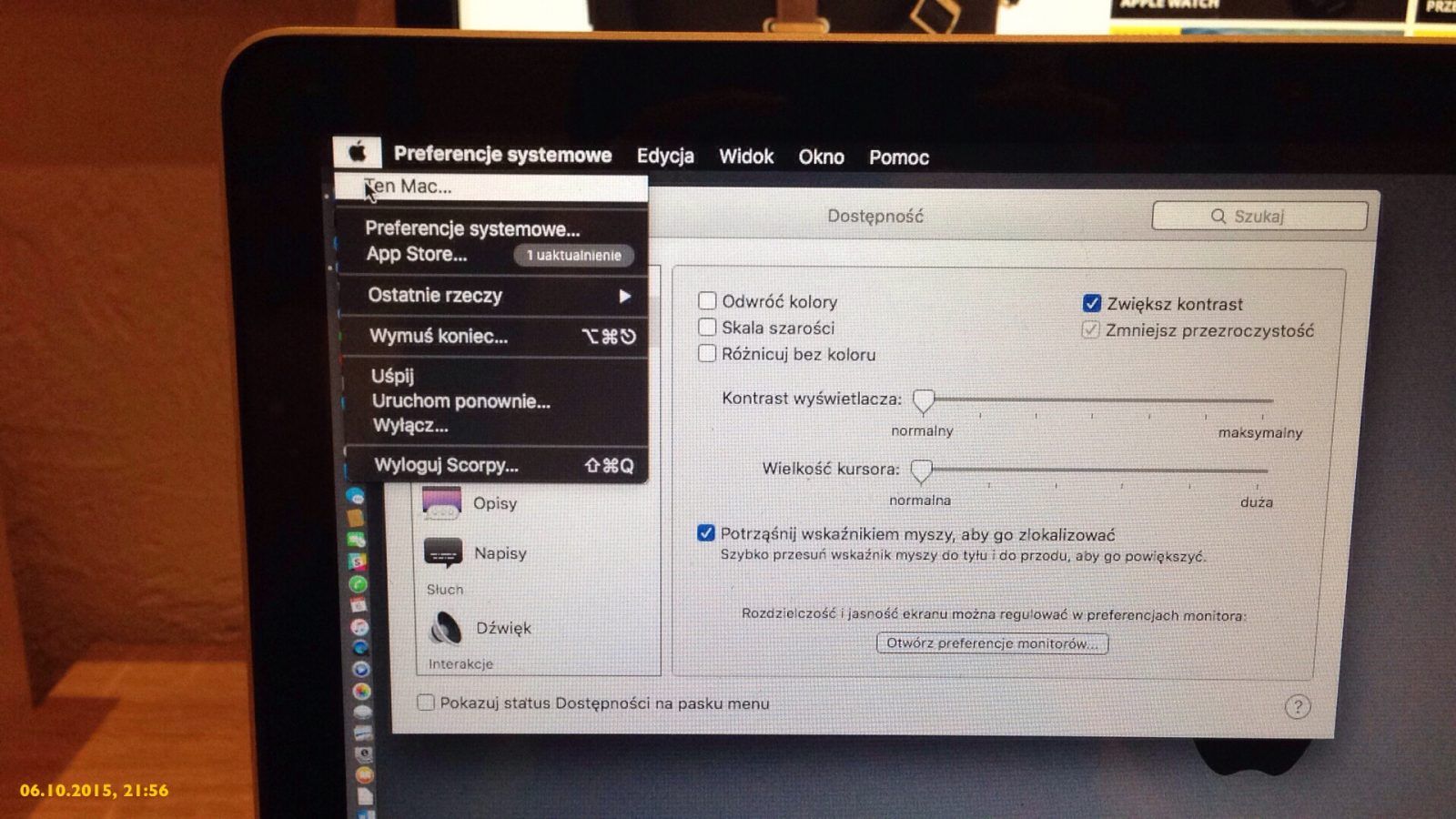 Jak wyłączyć przezroczystość oraz zwiększyć kontrast na OS X?