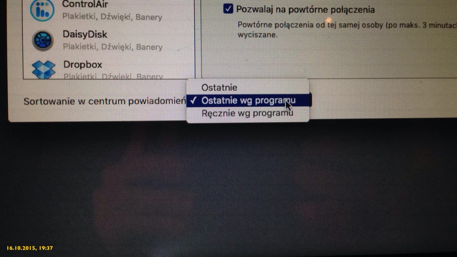 Jak sortować powiadomienia według programów na OS X?