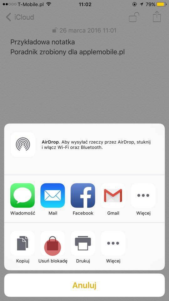 Jak usunąć blokadę z notatki?