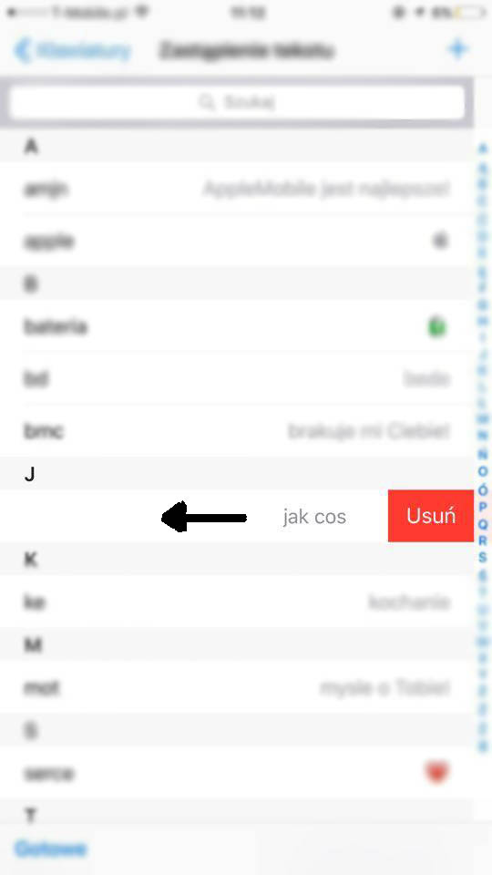 usunąć skróty klawiszowe na iPhone lub iPad