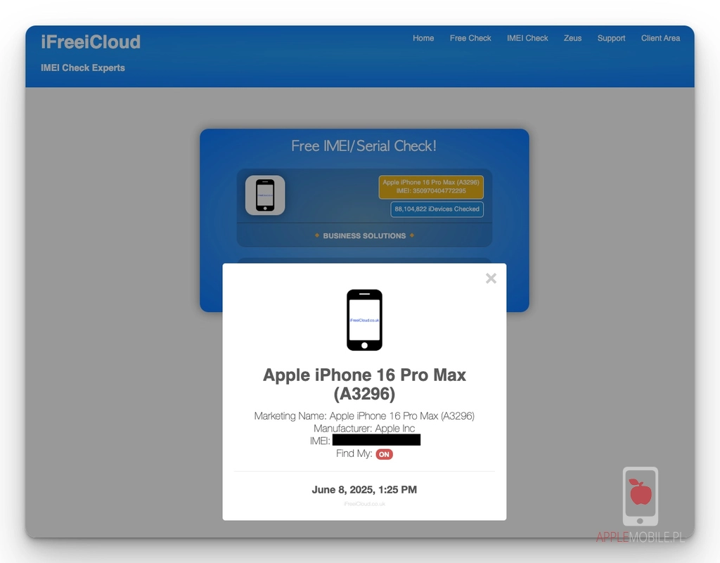 status blokady icloud ON