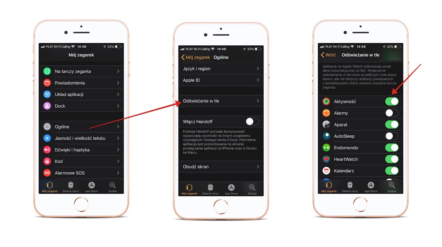 Wyłącz odświeżanie w tle dla niektórych aplikacji w Apple Watch