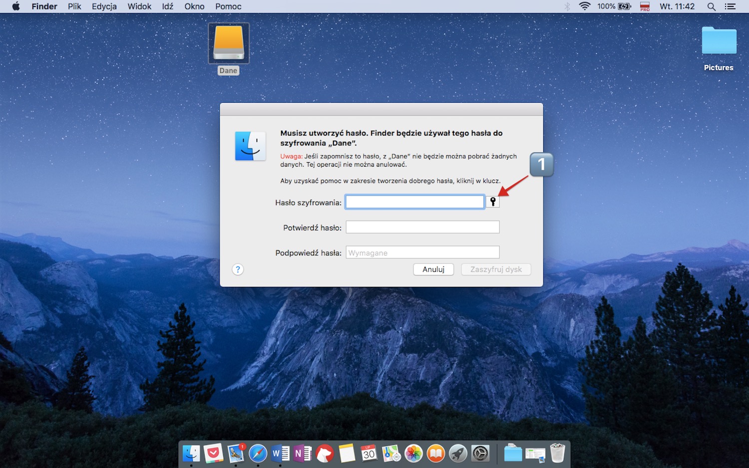Przygotowywanie bezpiecznego zewnętrznego dysku twardego w macOS, krok 6