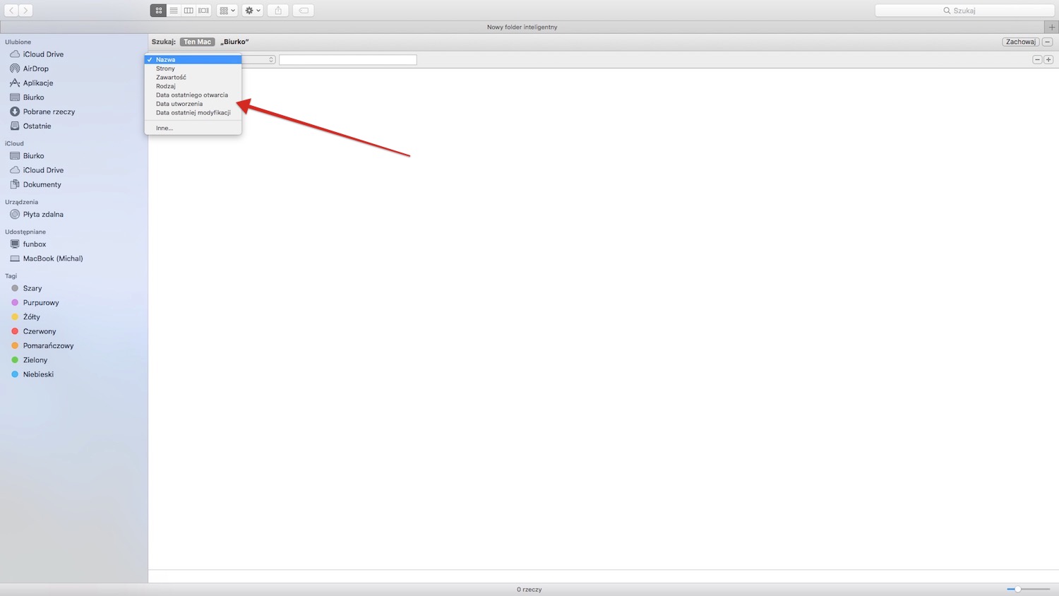 poradnik korzystania z folderów inteligentnych w macOS, krok 4