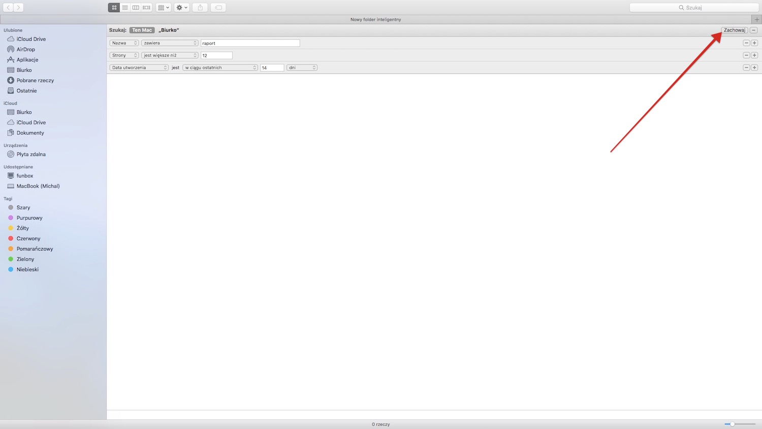 poradnik korzystania z folderów inteligentnych w macOS, krok 6