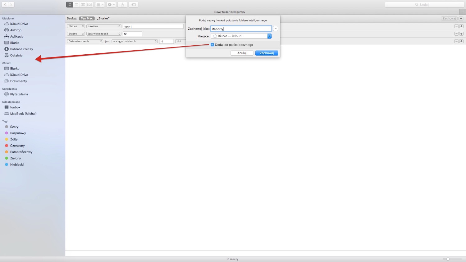 poradnik korzystania z folderów inteligentnych w macOS, krok 7
