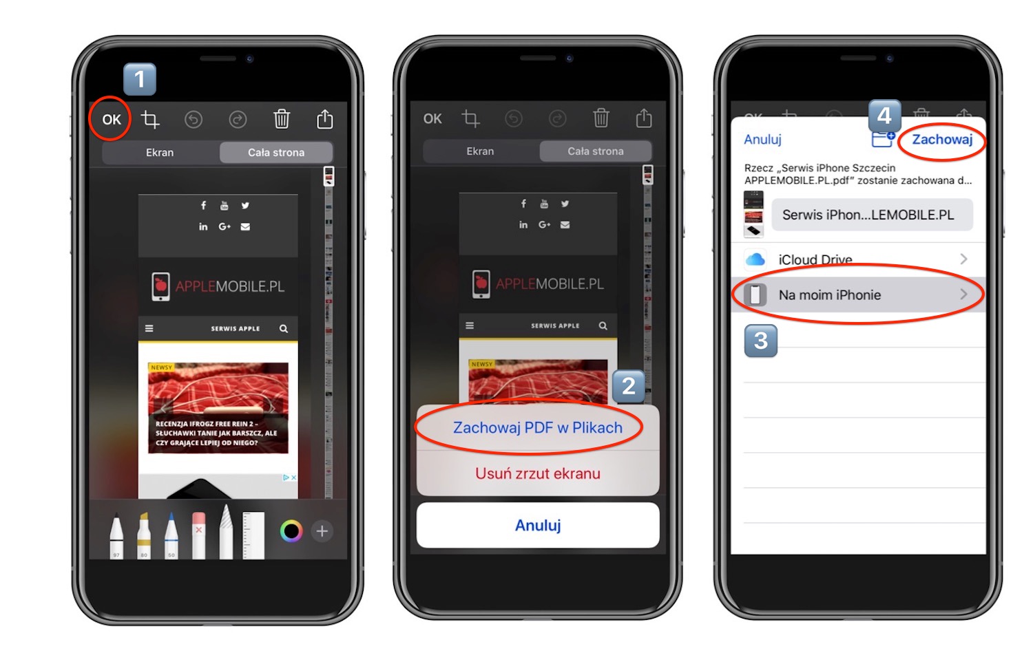 zrzut całej strony internetowej w iOS