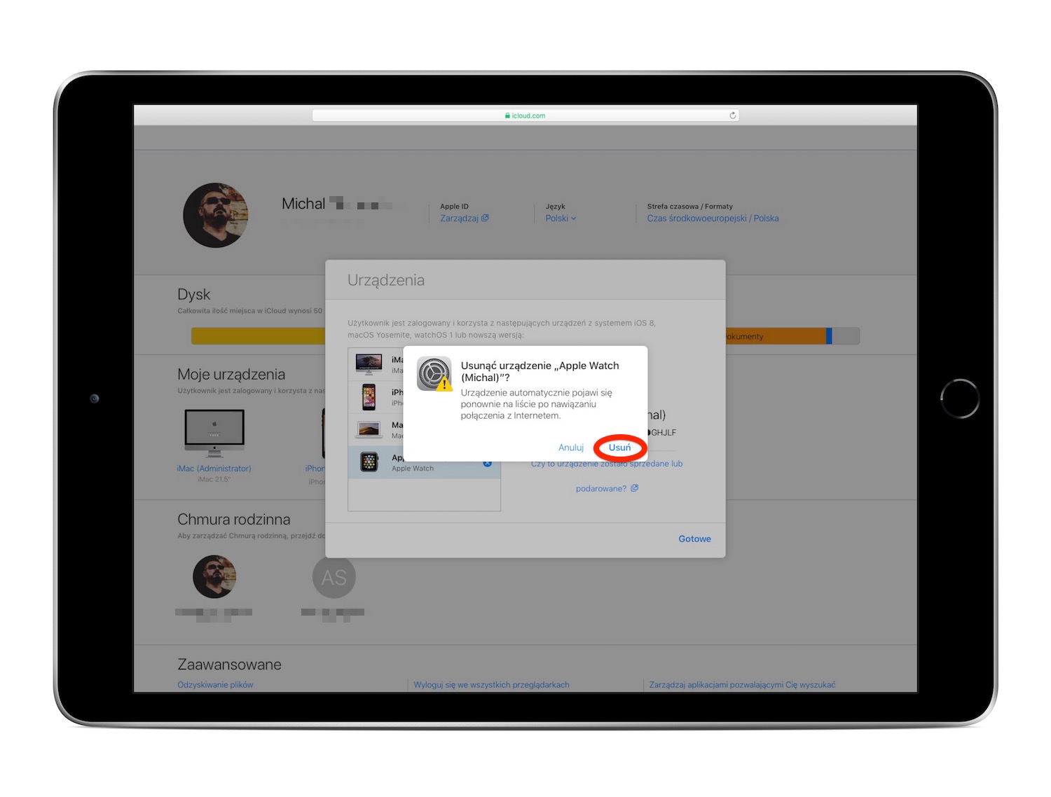 kasowanie konta Apple ID na stałe krok 5