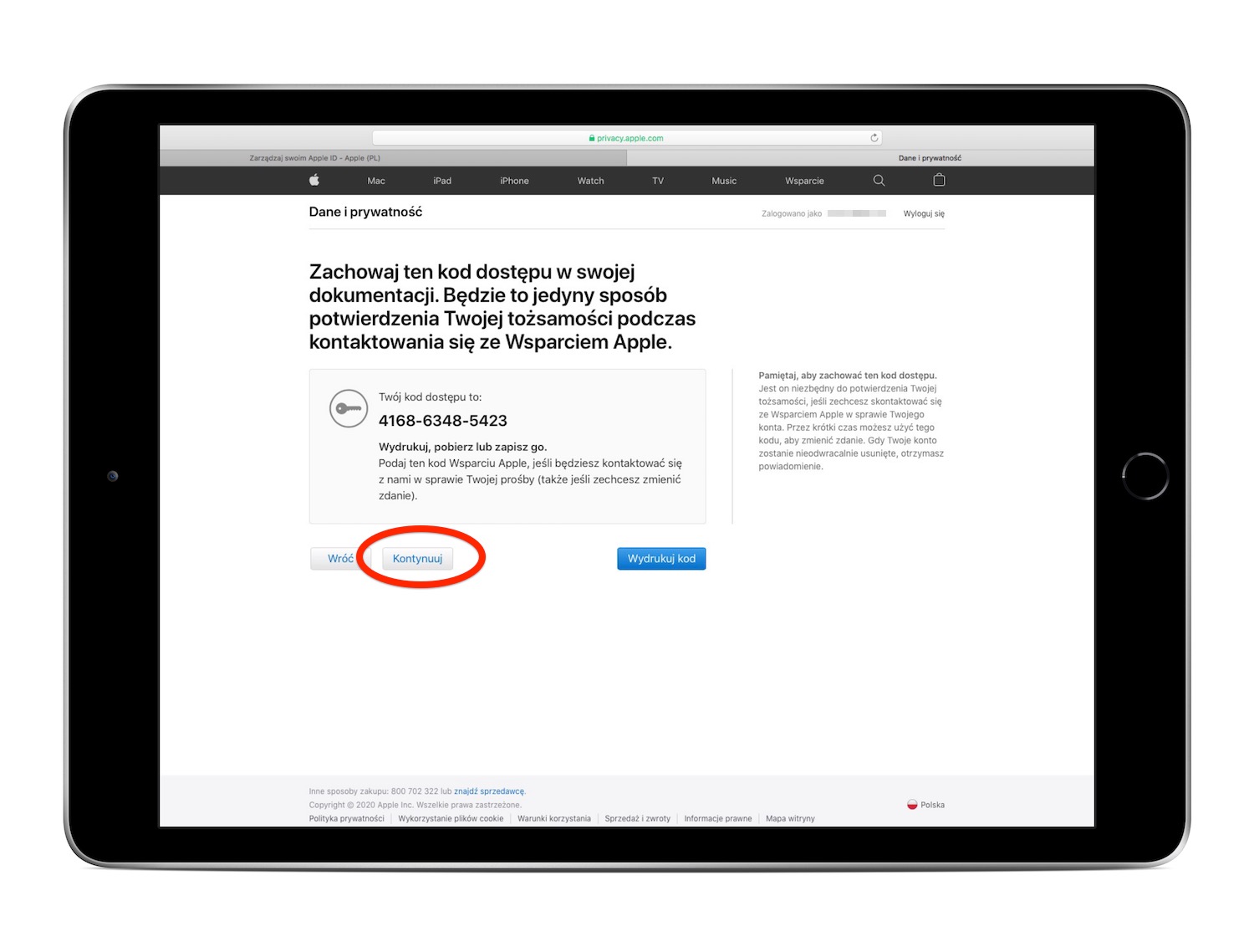 kasowanie konta Apple ID na stałe krok 11