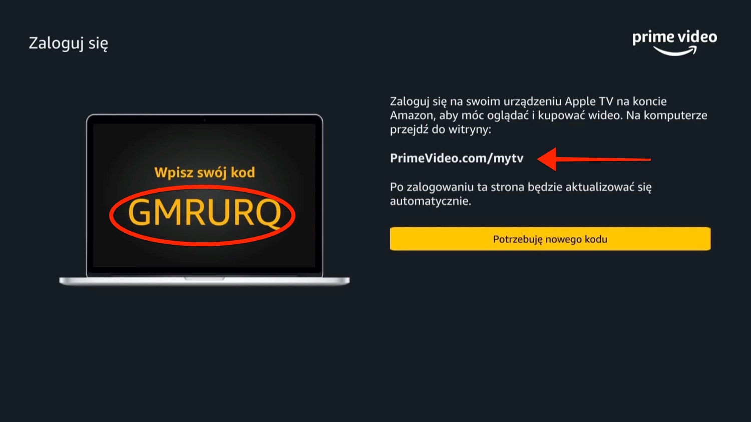 aktywowanie Amazon Prime Video na Apple TV krok 4