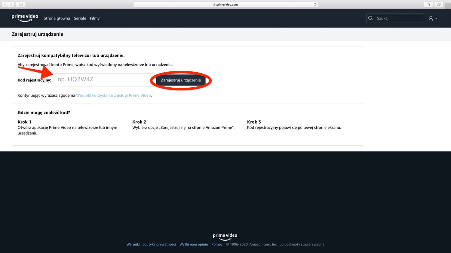 aktywowanie Amazon Prime Video na Apple TV krok 5