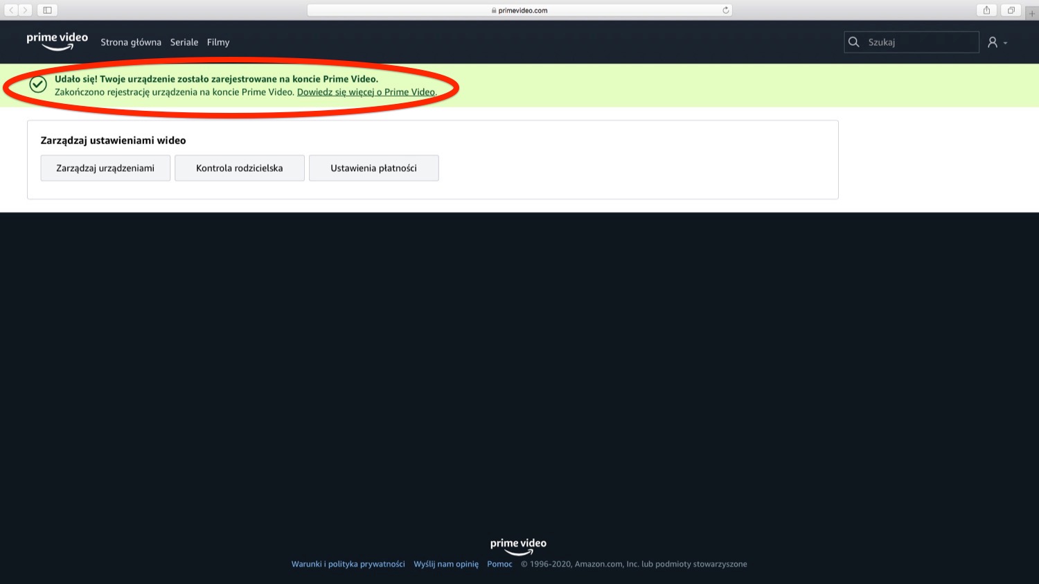aktywowanie Amazon Prime Video na Apple TV krok 6