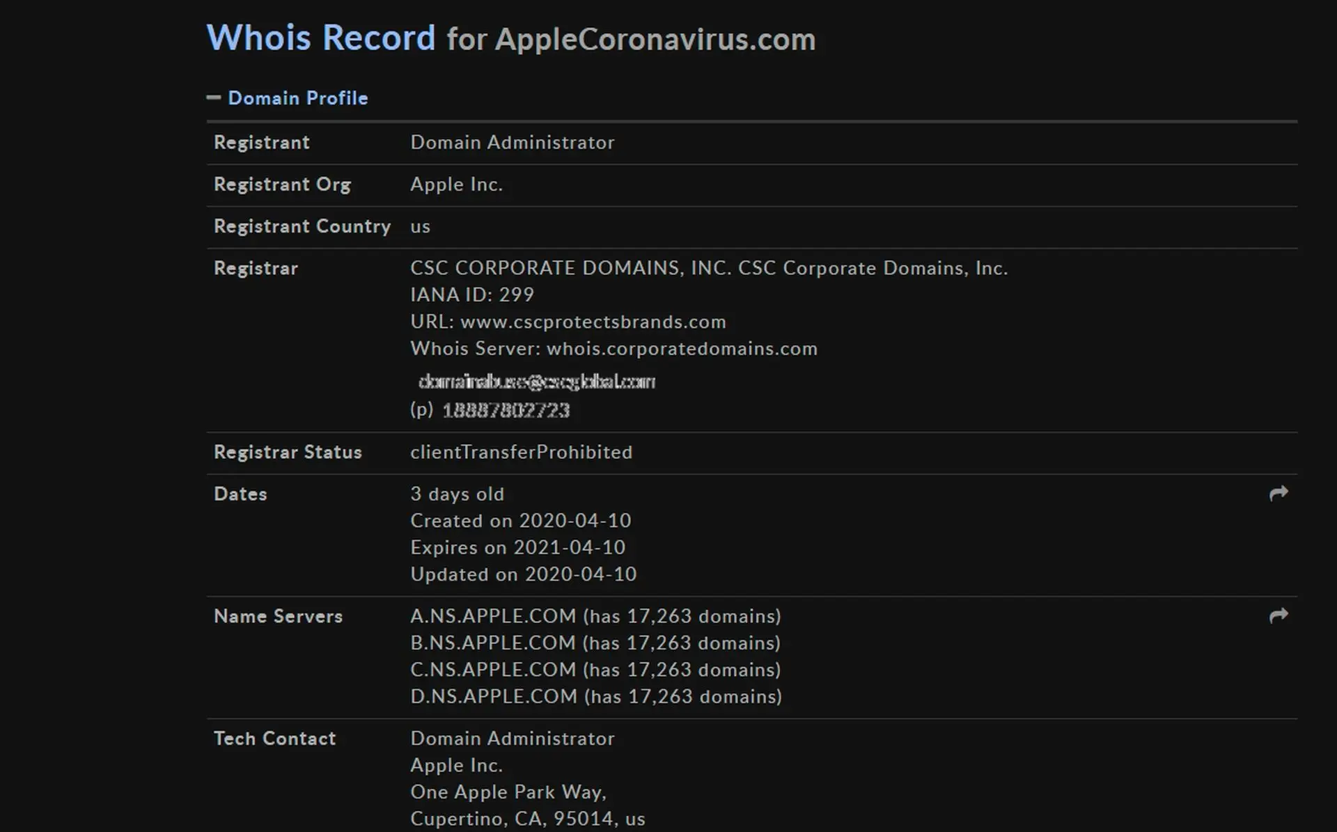 Firma Apple zarejestrowała domenę AppleCoronavirus.com