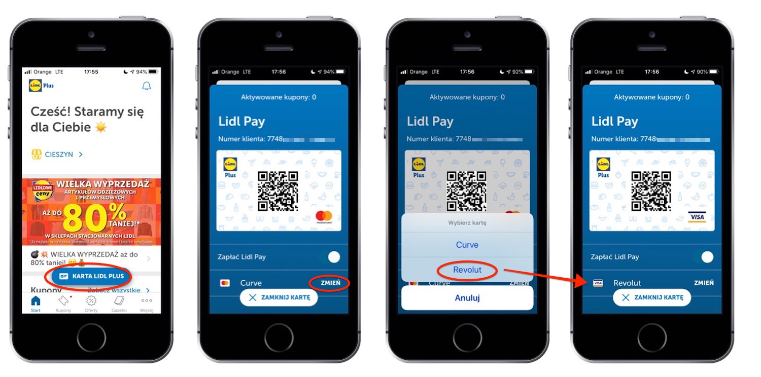 Jak wybrać inną kartę do płatności Lidl Pay w iPhone