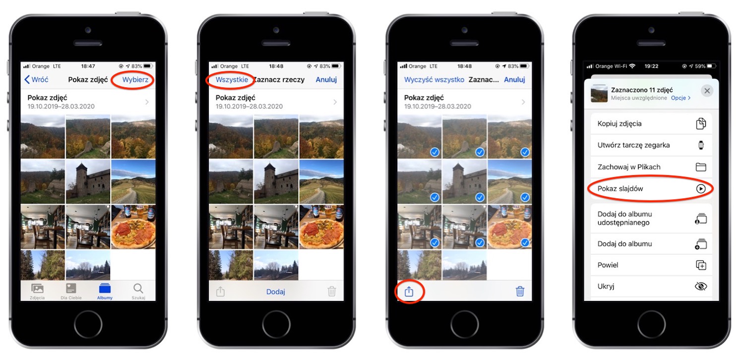 pokaz zdjęć na iPhone