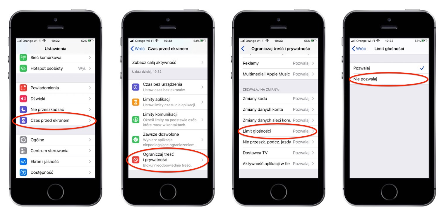Aby zablokować zmianę limitu głośności w systemie iOS?