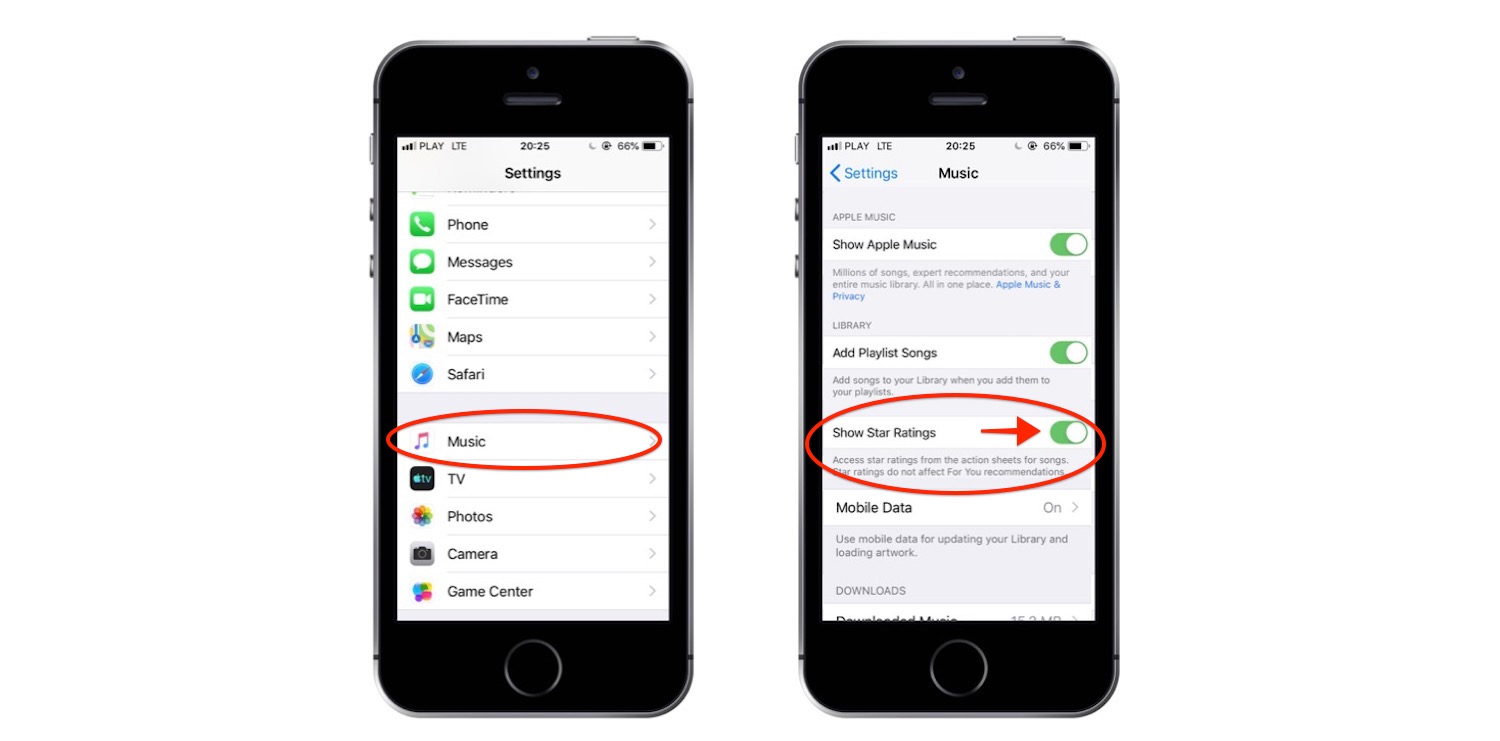 Jak włączyć system oceny utworów w iOS