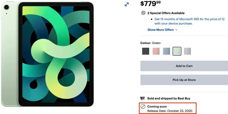 Najnowszej informacje o dacie oficjalnej sprzedaży iPada Air 4 generacji.