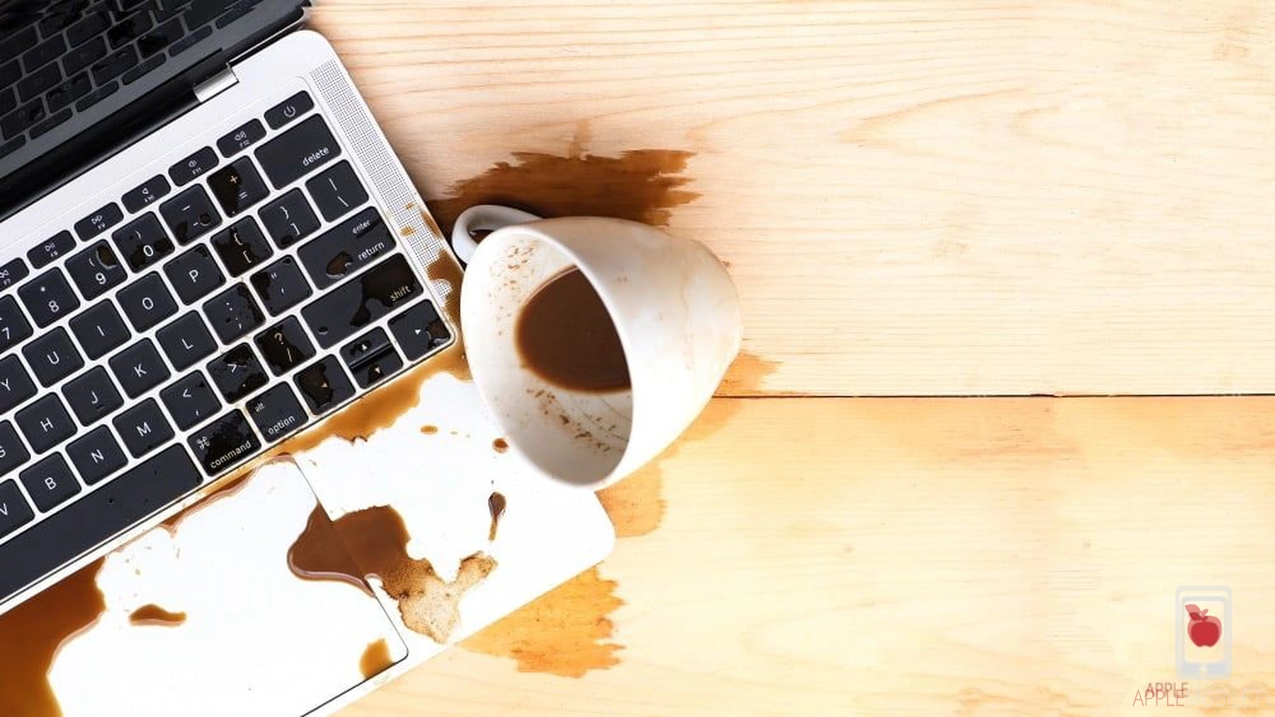 Wnętrze zalanego komputera Mac