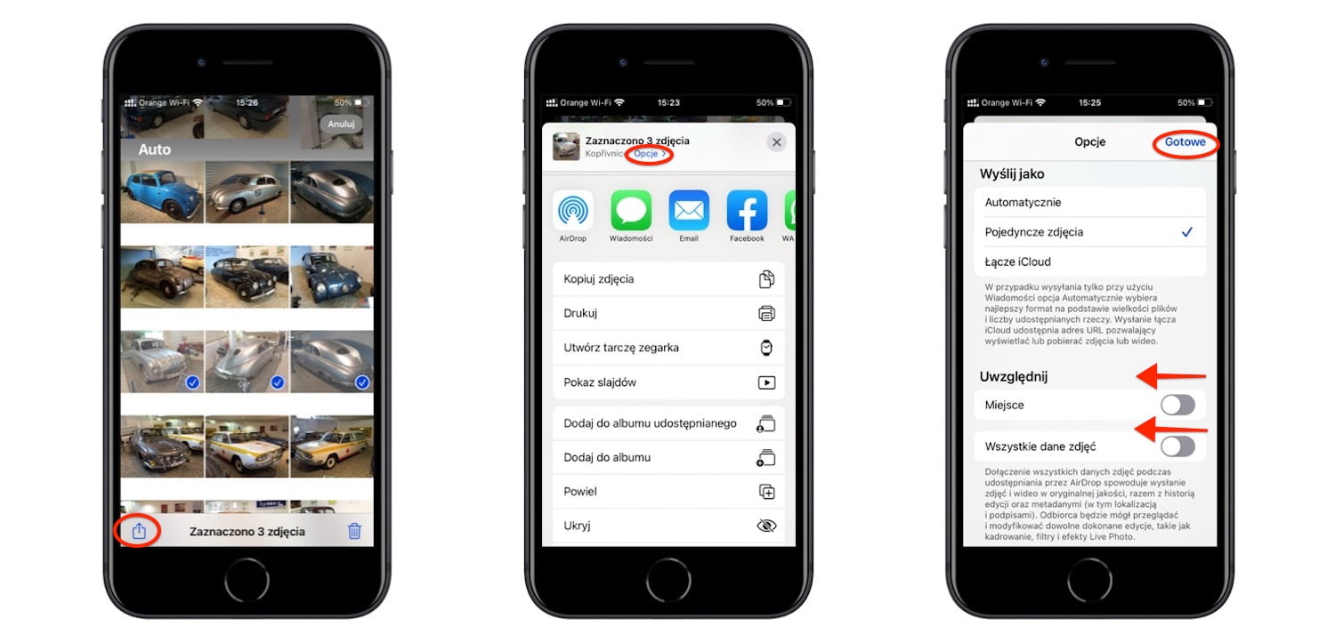 Aby usunąć dane EXIF przed udostępnieniem zdjęcia
