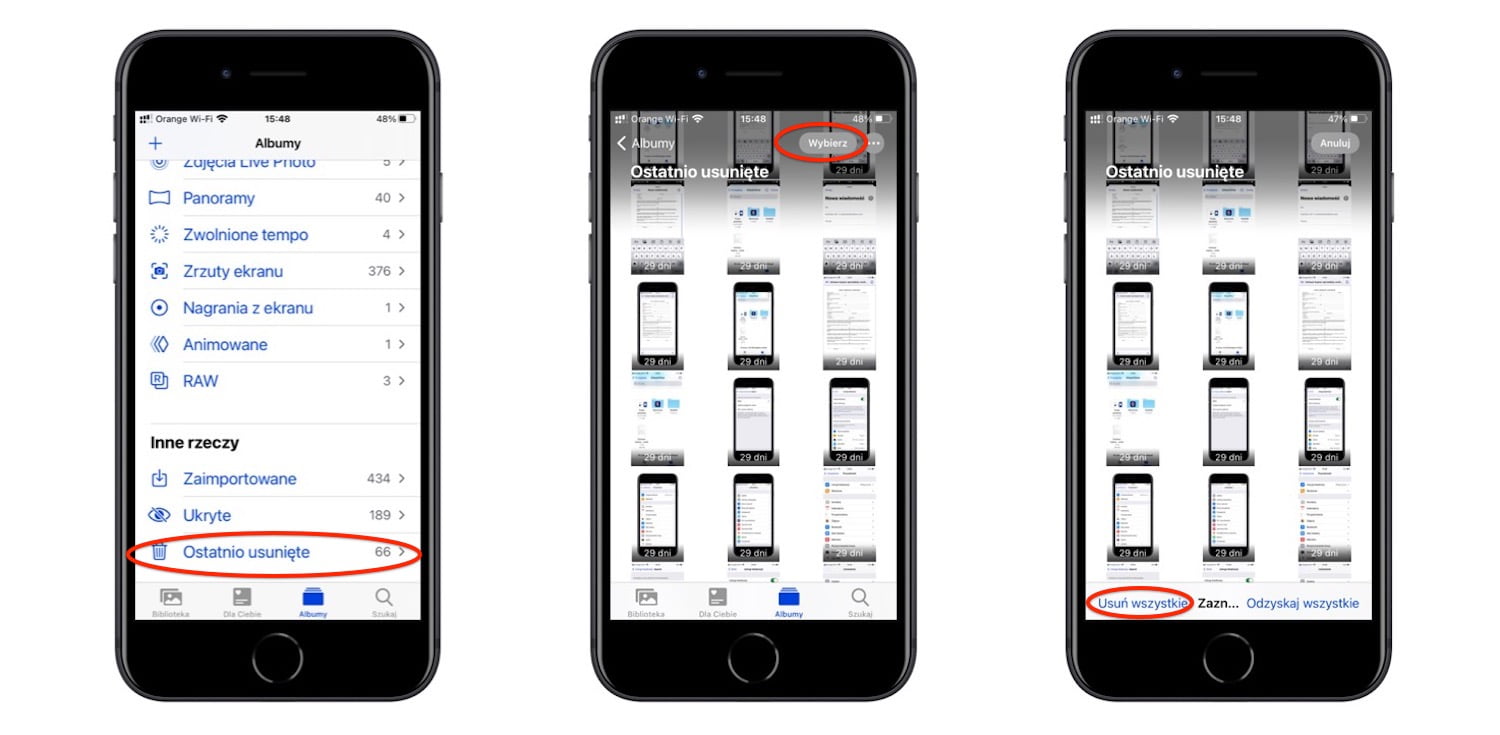 Usuwaj skasowane zdjęcia i filmy