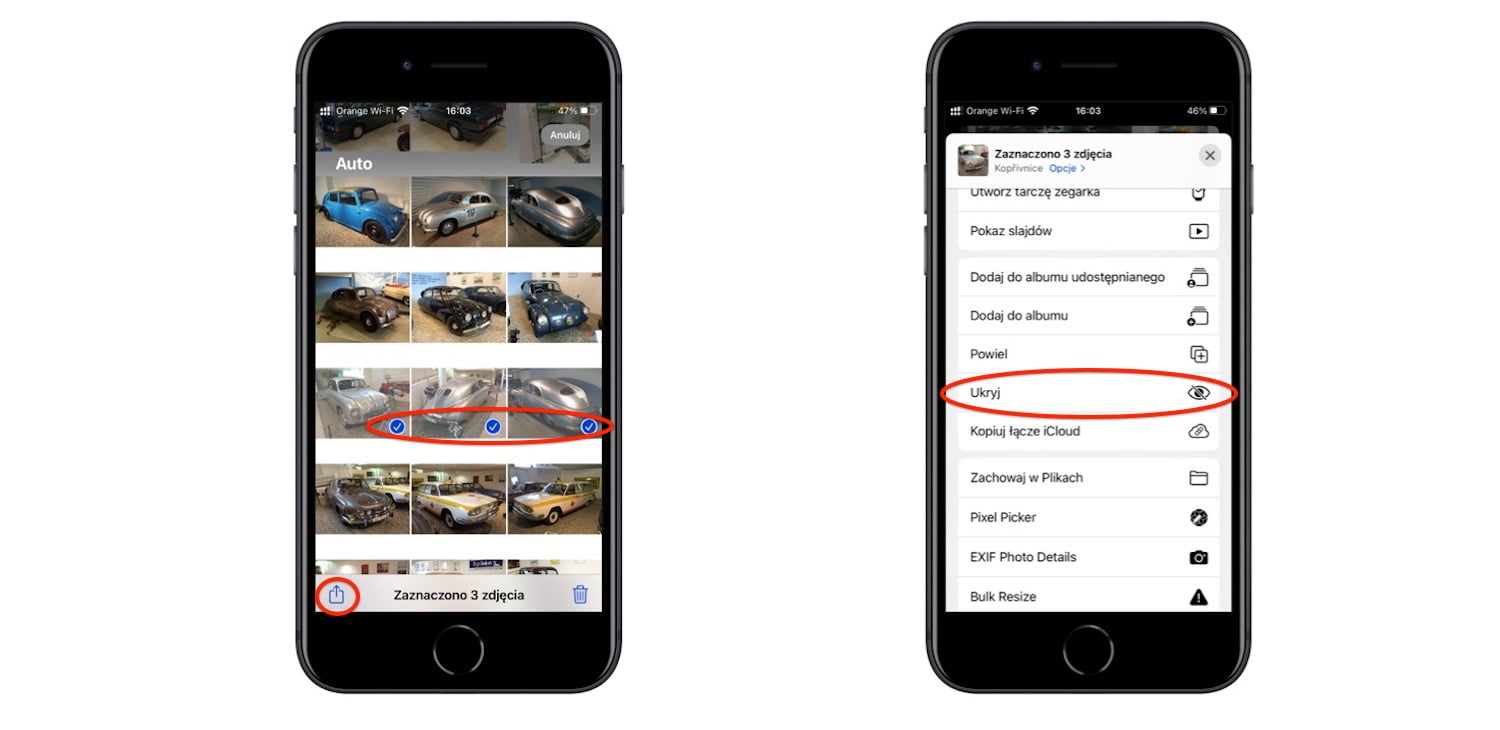 Ukryj wybrane zdjęcia i filmy w ukrytym albumie