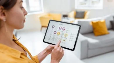 Controlling smart home devices using a digital tablet