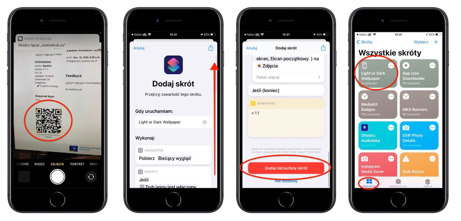 utwórz Skrót Light of Dark Wallpaper na iPhone