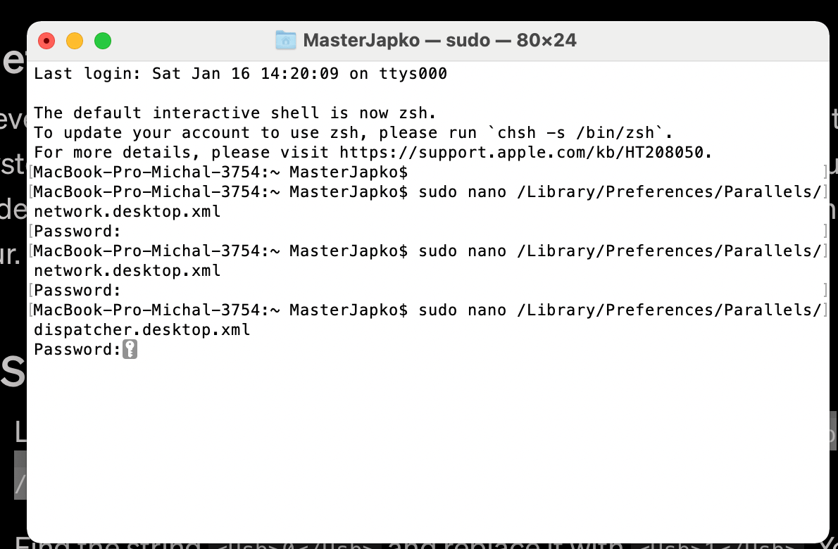 naprawa problemu z portami USB na Big Sur w Parallels 16 krok 3