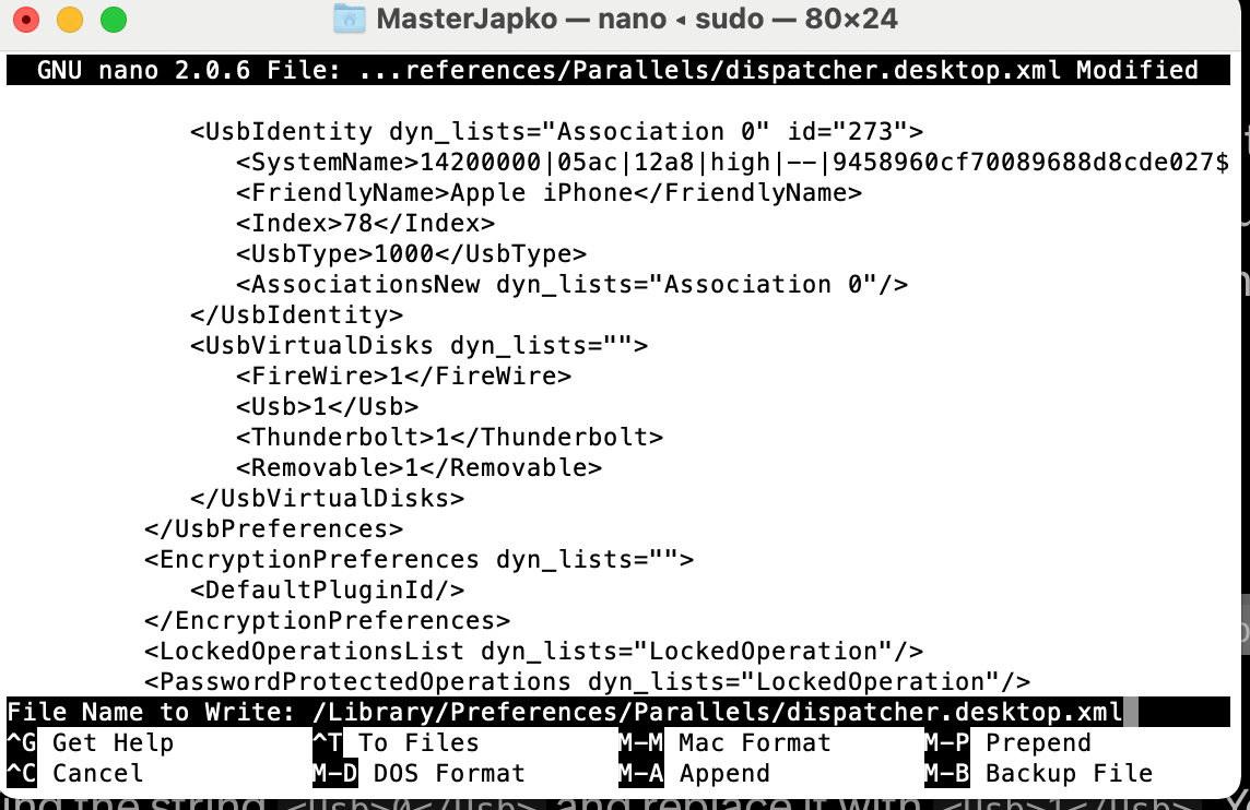 naprawa problemu z portami USB na Big Sur w Parallels 16 krok 7