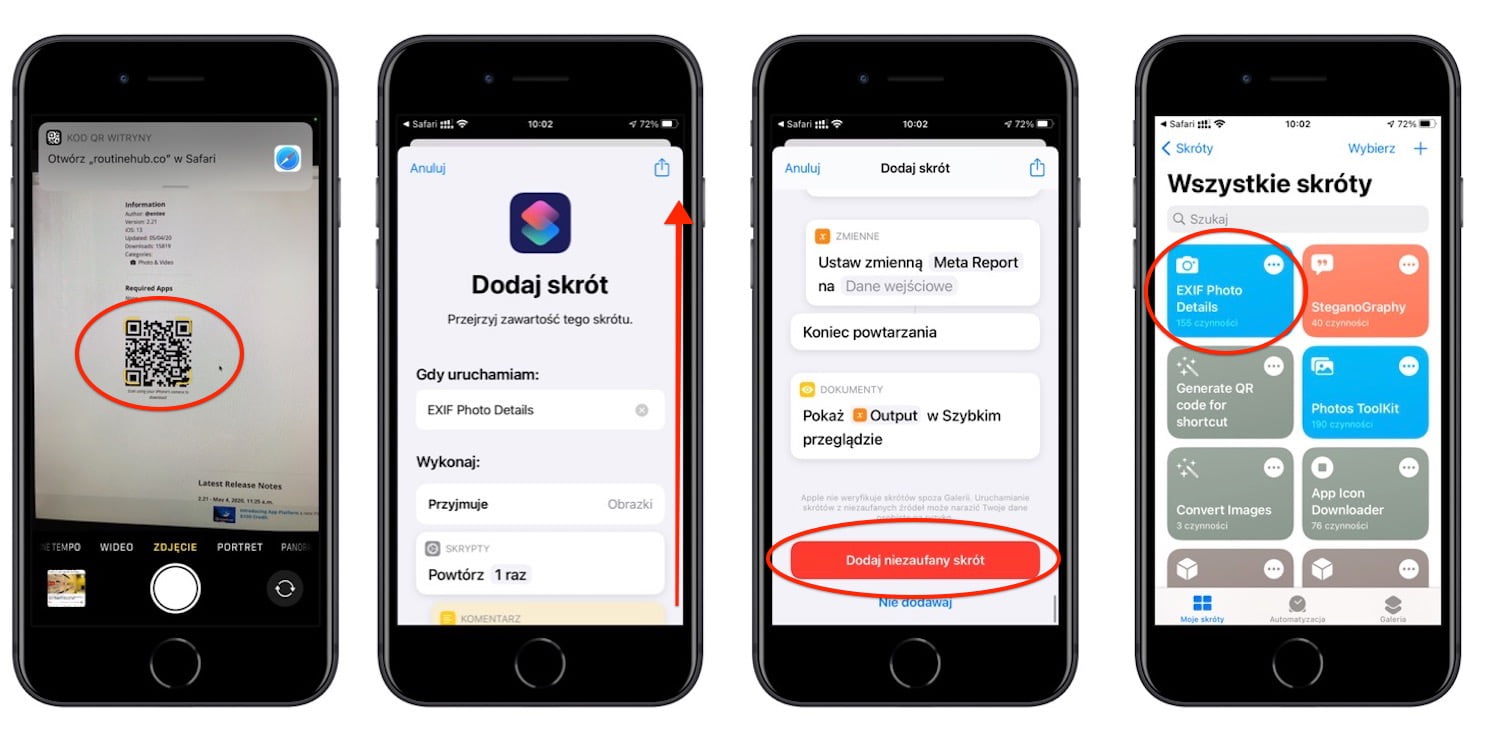 skrót Exif Photo Details na iPhone