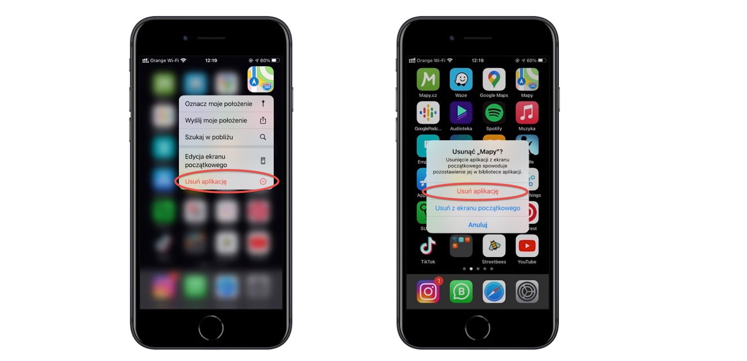 niedziałające komunikaty nawigacji w Mapach Apple na iPhone
