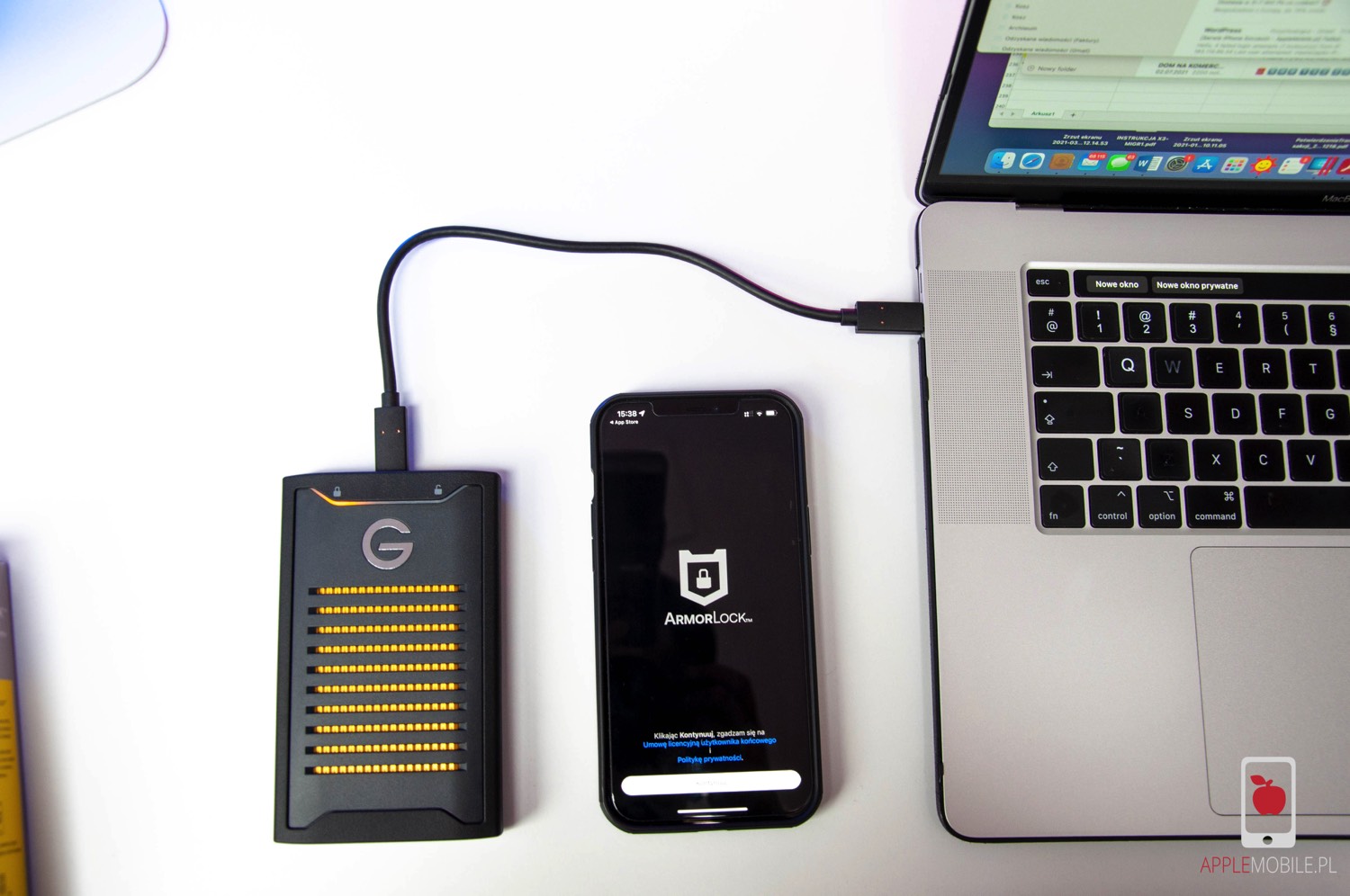 G-Technology ARMORLOCK NVME SSD 2TB a iPhone