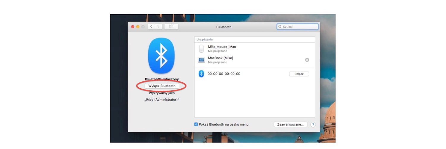 Aby wyłączyć i włączyć Bluetooth na Macu