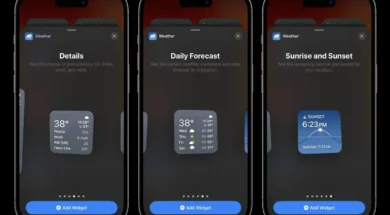 widżety aplikacji Pogoda