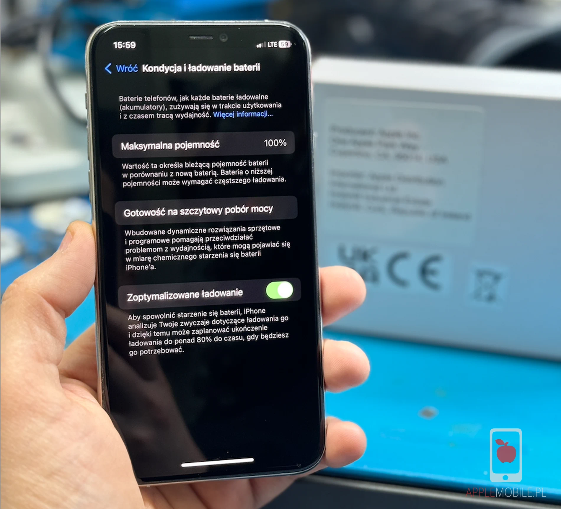 kondycja baterii 100 procent, maksymalna pojemność 100%, iPhone 13 Pro kondycja baterii 100 procent