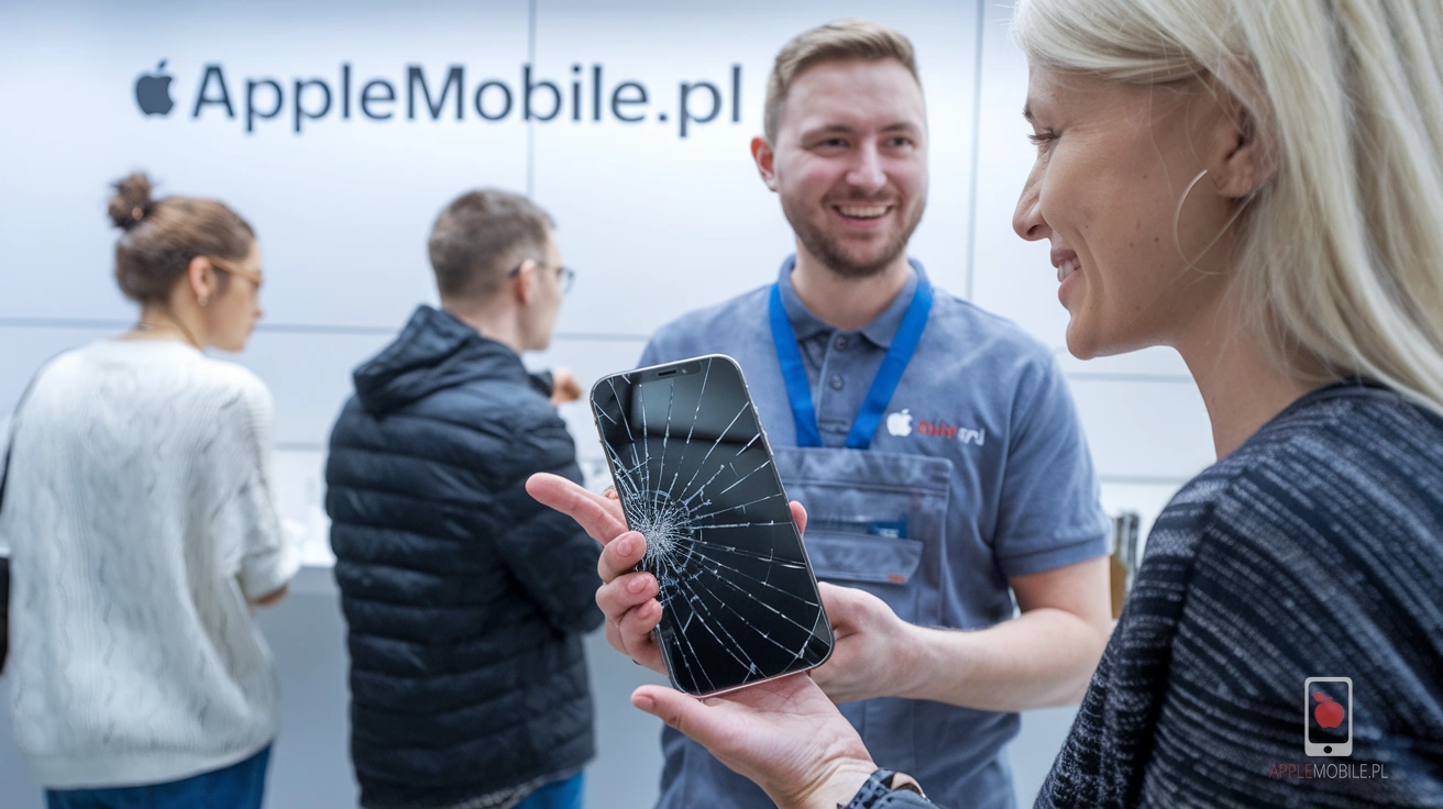 Naprawa iPhone 14 Plus z uszkodzoną szybką wyświetlacza w 60 minut w siedzibie serwisu applemobile w mieście szczecin.