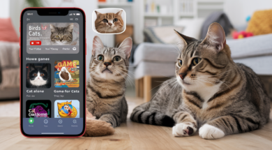 kot i iPhone, zabawa z kotem przy użyciu iPhone, jak bawić się z kotem, nowoczesna zabawa z kotem przez telefon, telefon i zabawa z kotami,