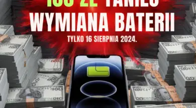 100 ZŁ TANIEJ WYMIANA BATERII TYLKO 16 SIERPNIA 2024.