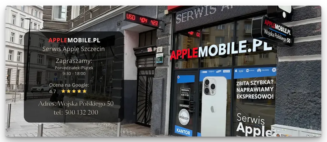 Siedziba serwisy APPLEMOBILE w Szczecinie gdzie naprawiamy zegarki Apple Watch ze zbitą szybką ekranu.