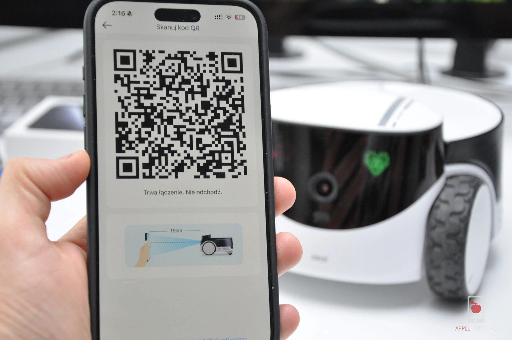 konfigurowanie robota dla kota za pomocą kodu QR