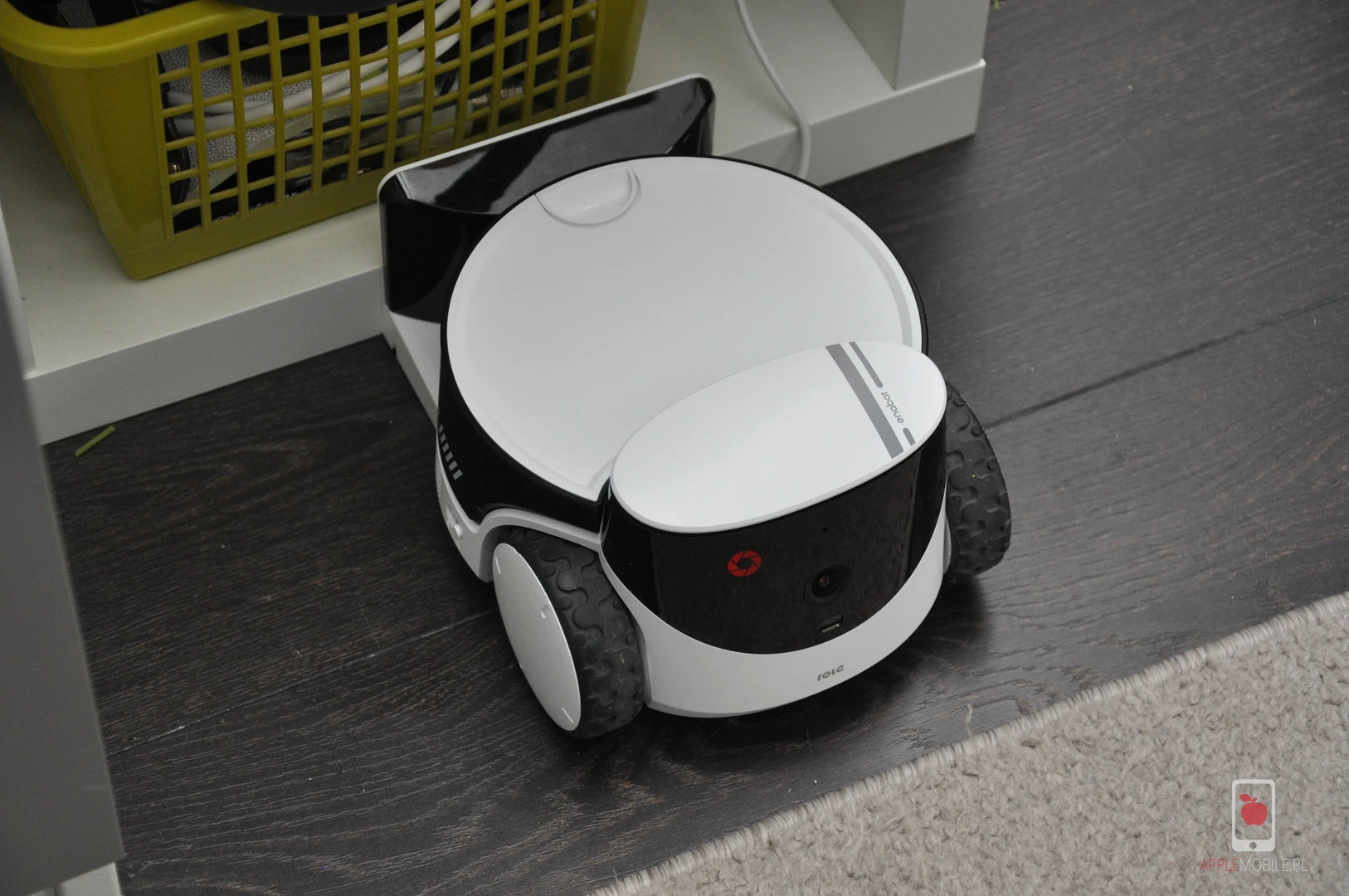 robot dla kota ENABOT Rola PetPal zaparkowany w stacji dokującej