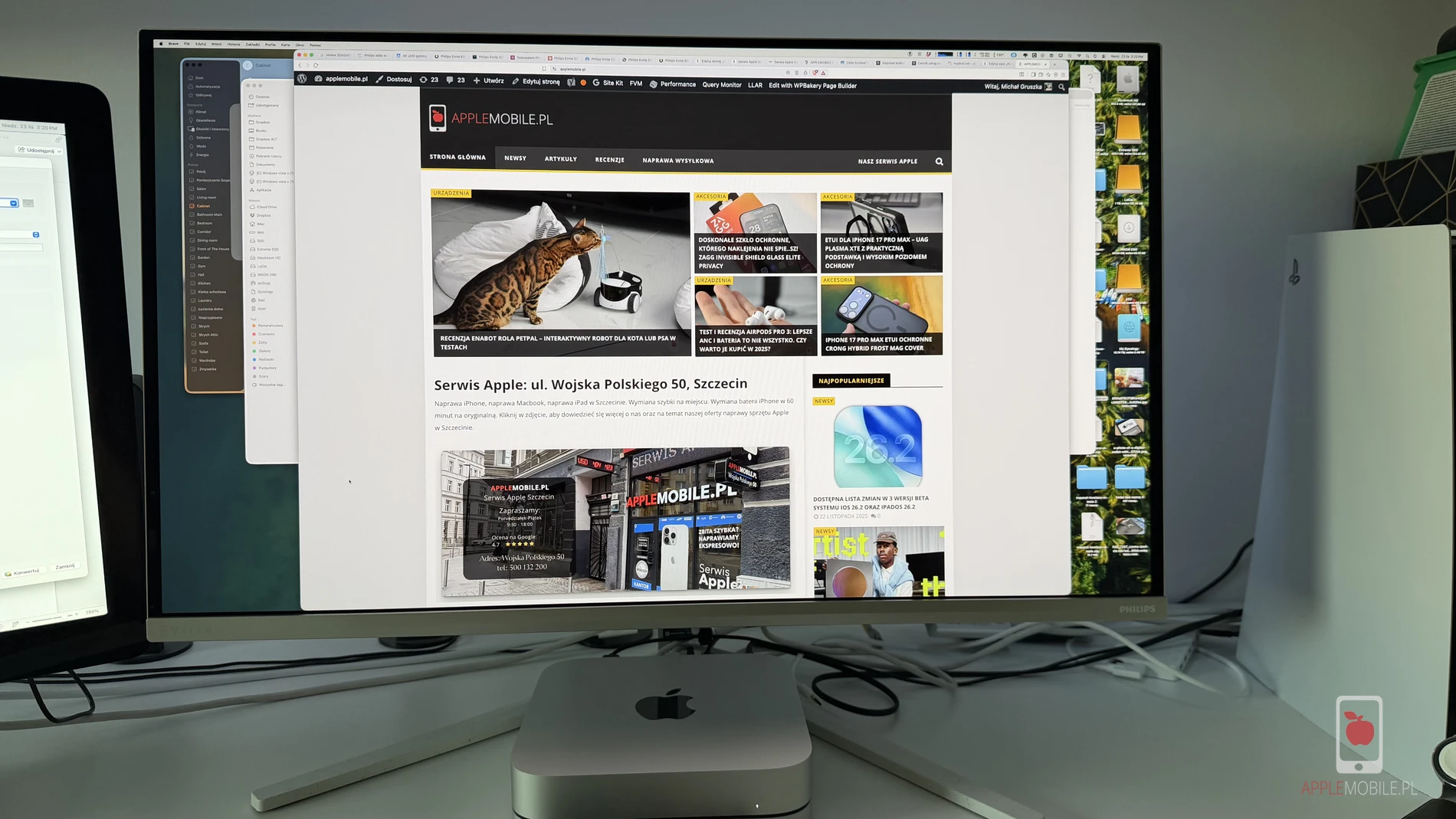 Monitor Philips Evnia 32M2N8900 podłączony do komputera Apple Mac Mini M2 Pro w trybie 4K