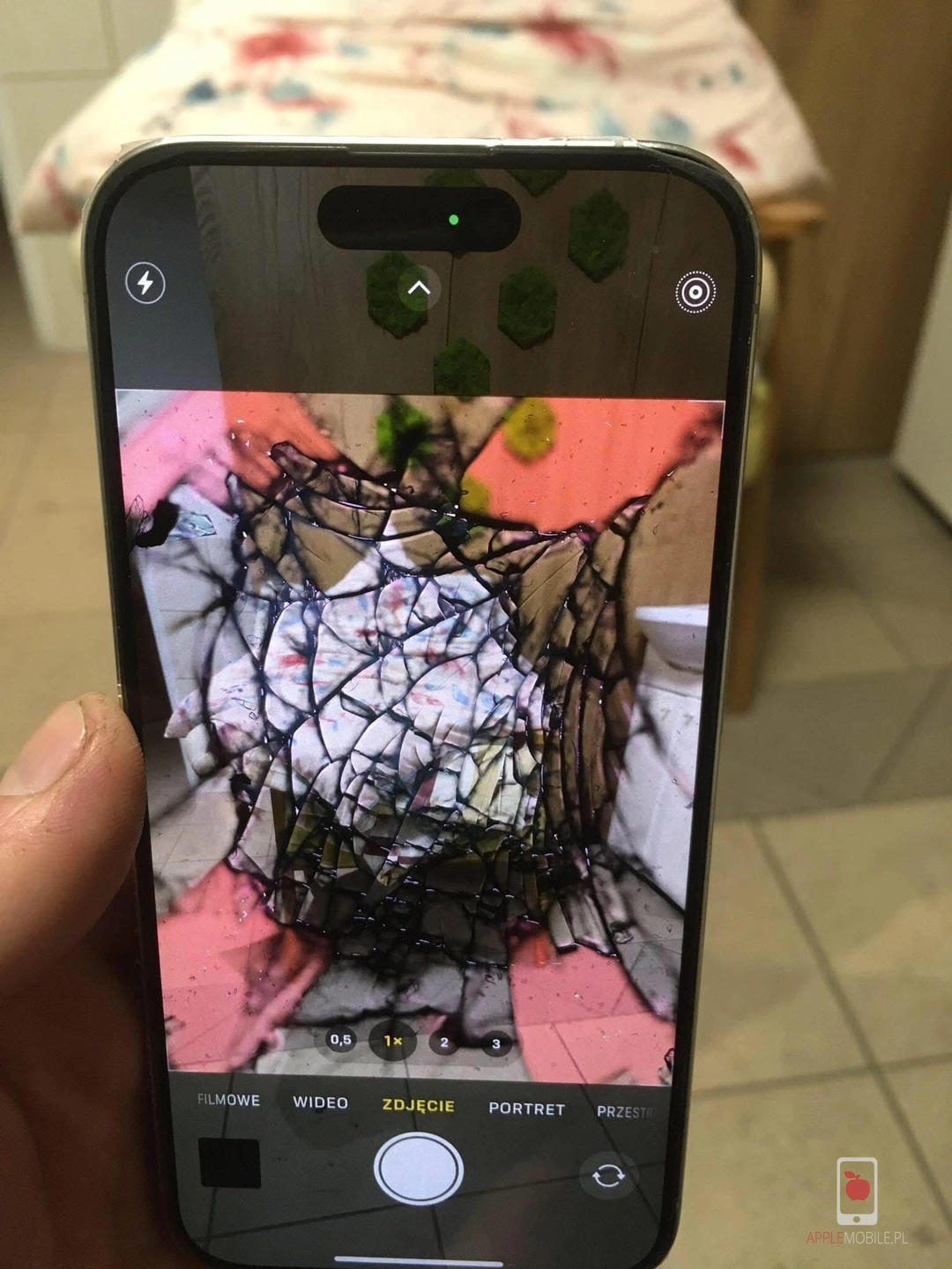 iPhone z uszkodzoną matrycą kamery selfie