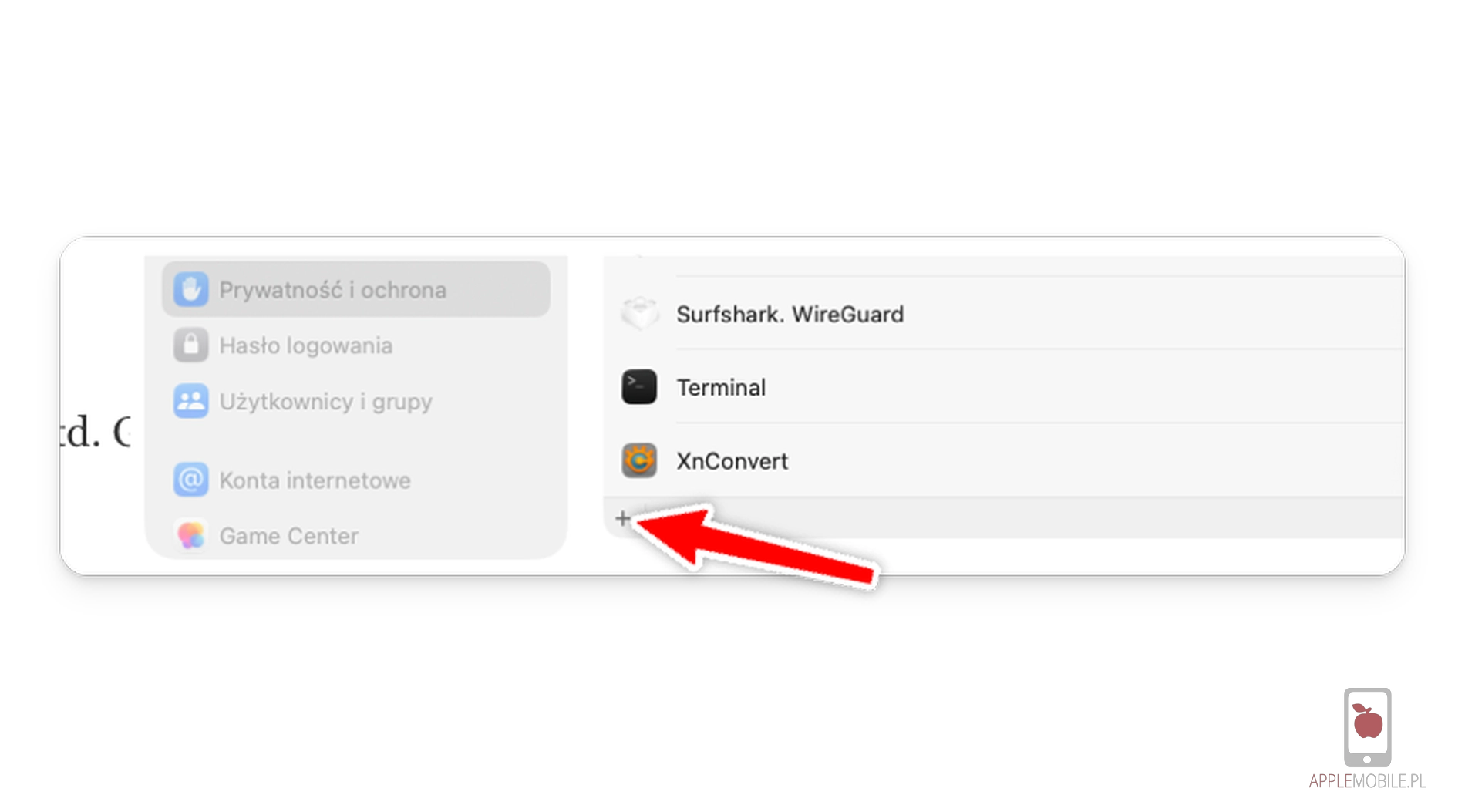 ustalamy pełny dostęp do dysku dla aplikacji terminal