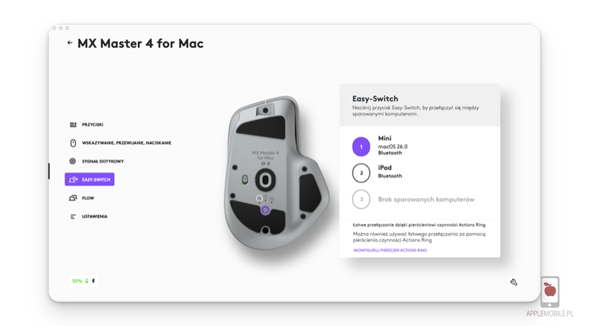 wybierz czułość sensora w myszy