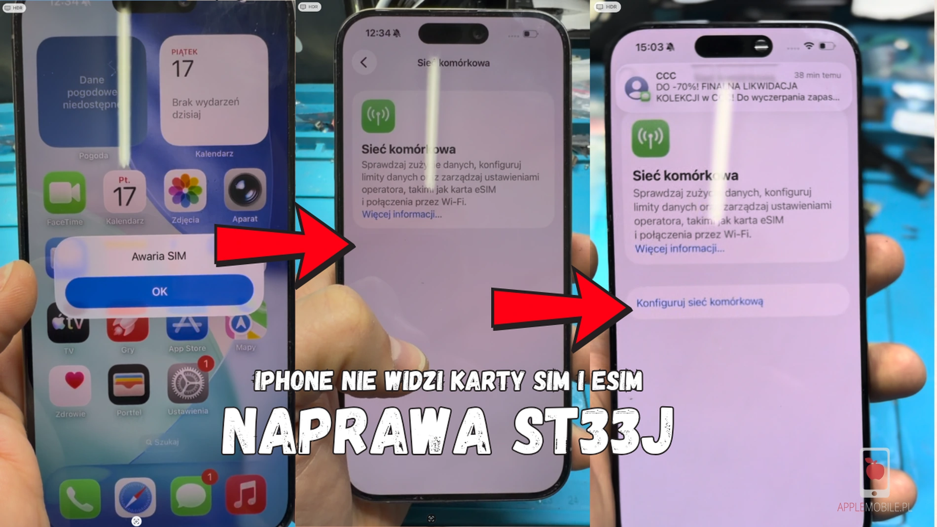 Awaria układu ST33j w iPhone nie pozwala dodać kart eSIM