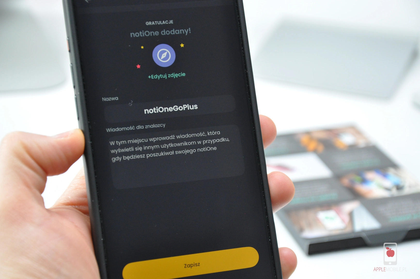 można napisać wiadomość do znalazcy