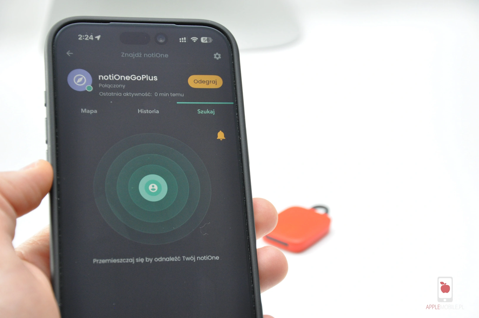 lokalizaowanie zgubionego przedmiotu w aplikacji na iPhone'a