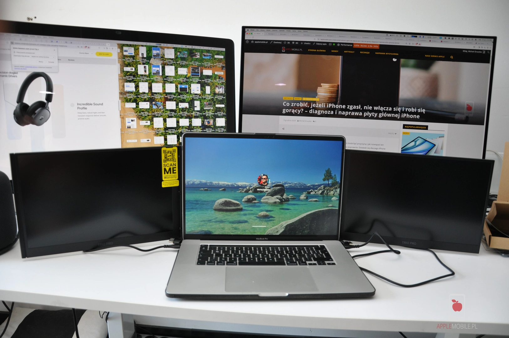 Monitory MP Trio 3 Pro zainstalowane na moim MacBook Pro 16